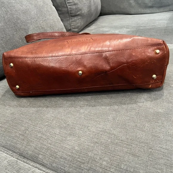 Valentina Large Brown Leather Tote Bag - Picture 5 of 14